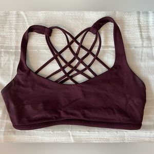 Lululemon Free to be Wild sports bra, plum, size 8